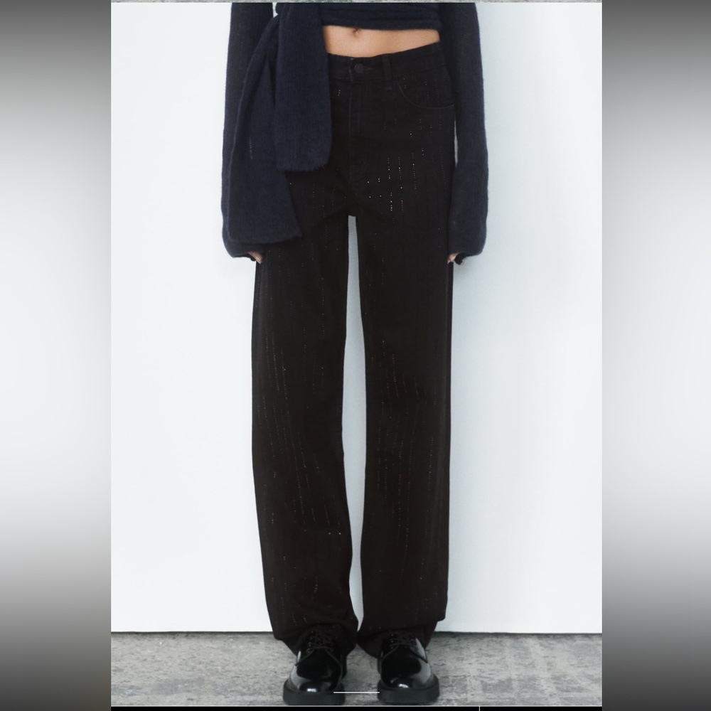 NWT ZARA RHINESTONE JEANS - Picture 2 of 7